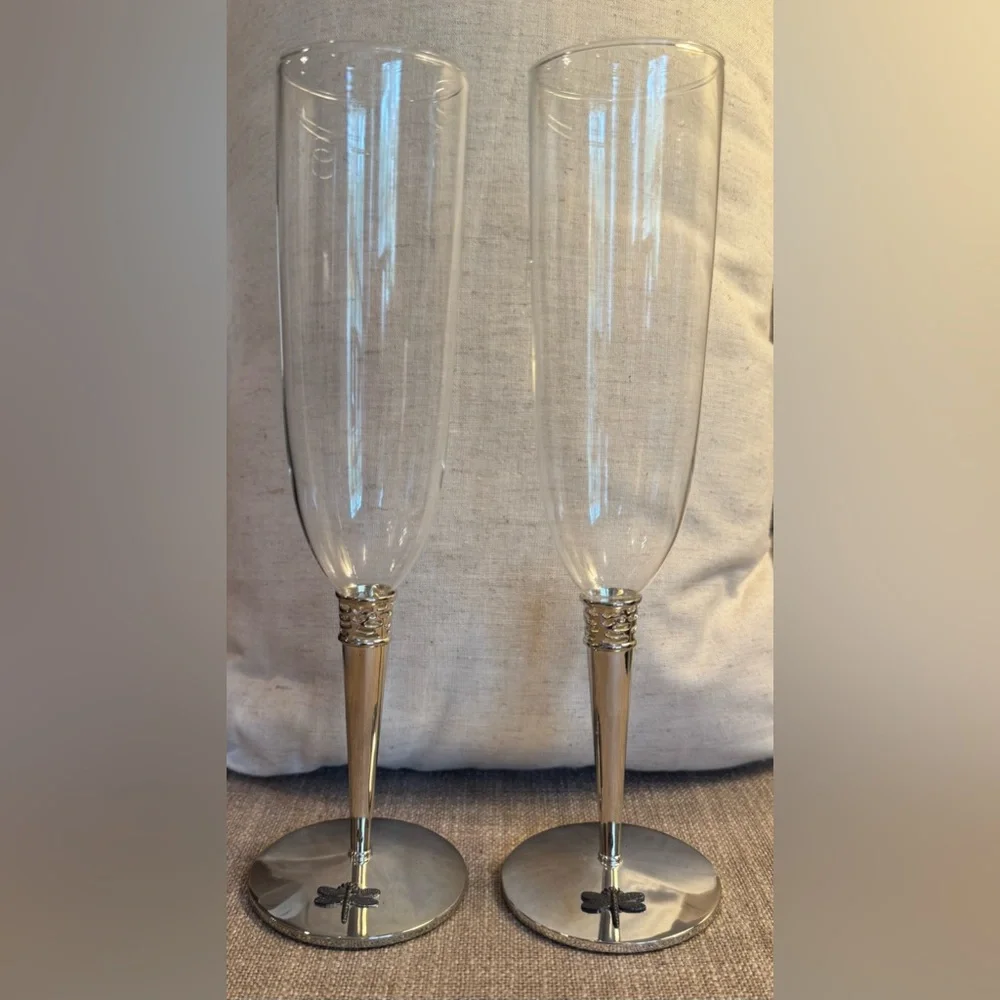 Lenox Kate Spade Dragonfly flute pair. Vintage.